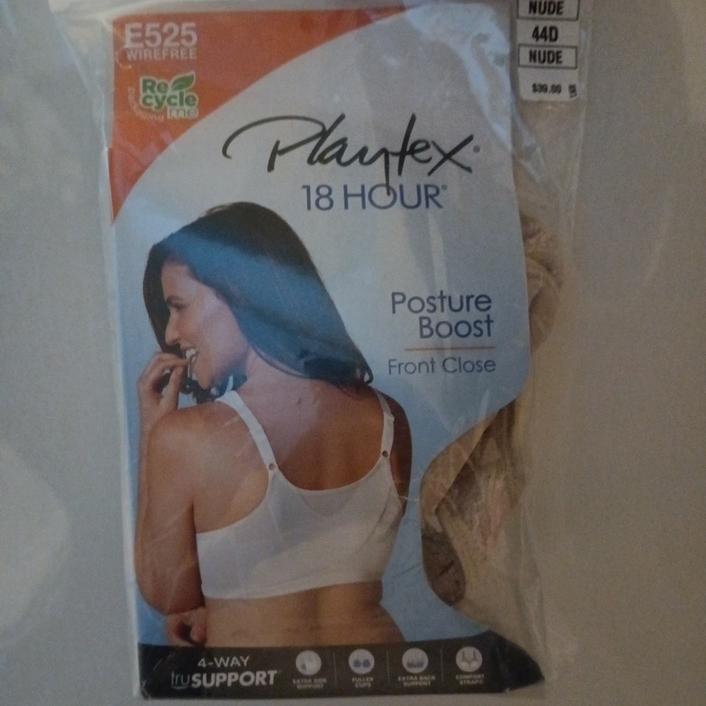 Playtex 18 Hour Posture Boost Front-Close Bra in Nude and White